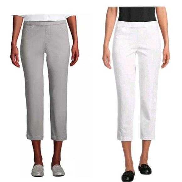 Lands' End Lot of (2) Mid-rise Cropped Pull-on Chino Pants Minimalist Women's 18 - Picture 1 of 10